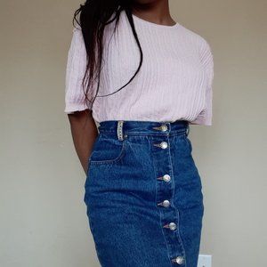 Button-up vintage denim skirt